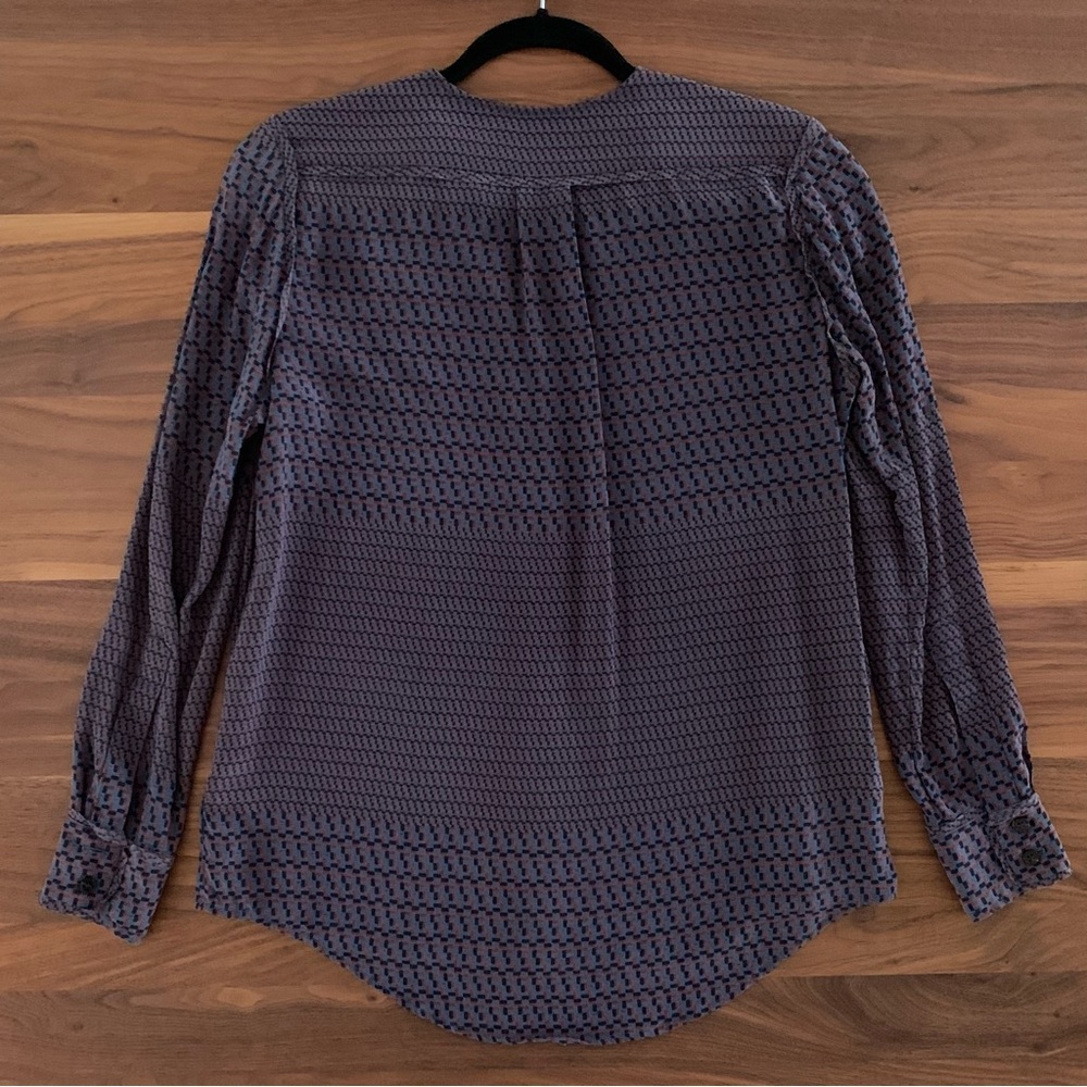 Rachel Comey - Silk Long Sleeved Collarless Button-up Blouse - Picture 6 of 13